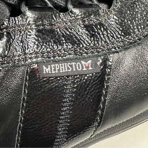 Mephisto Black Leather & Patent Lace Up Sneakers, Women's 7.5 Casual Comfortable